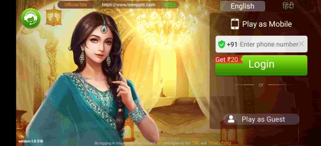 Create Account In teen Patti Master APK